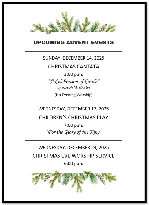 Upcoming Advent Events